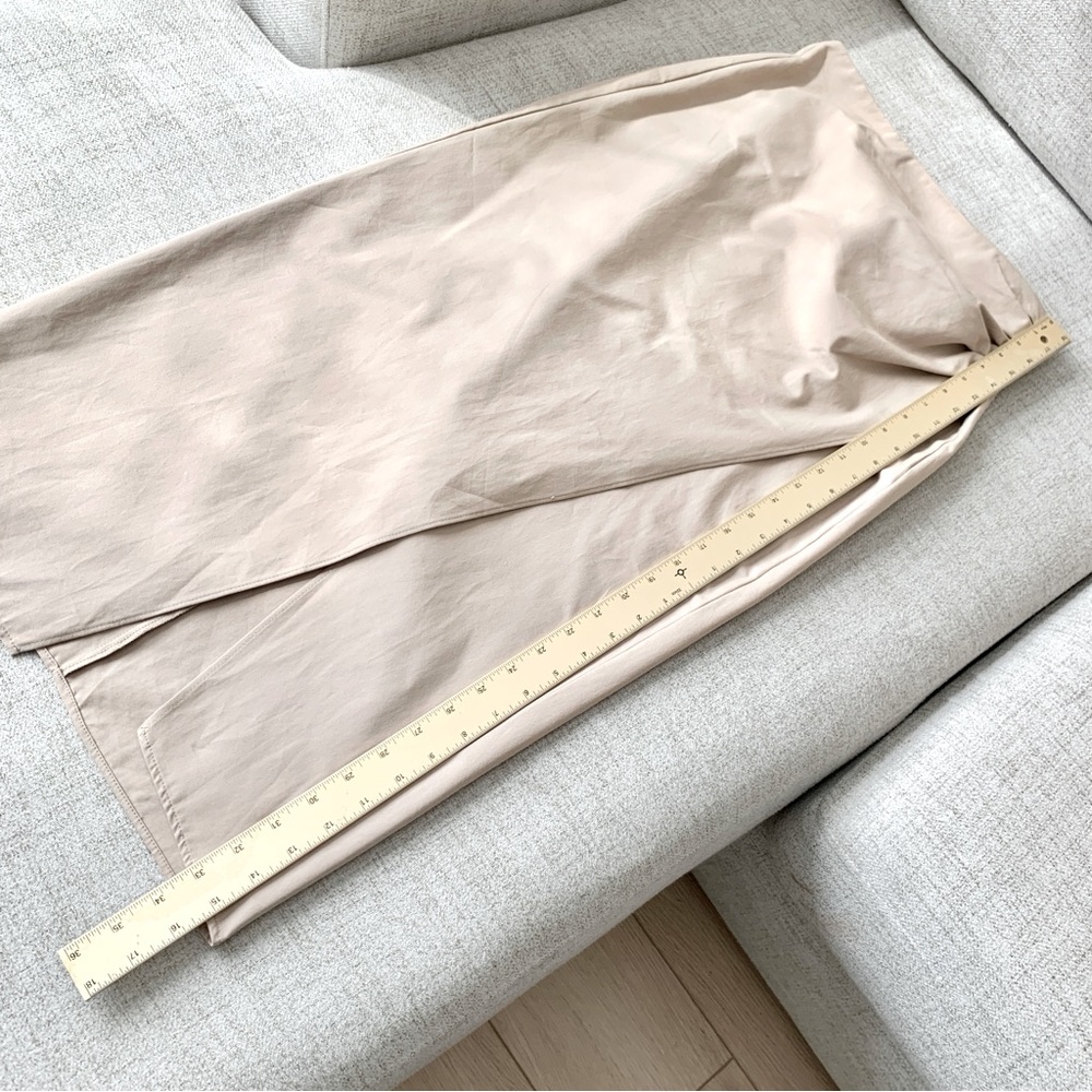 🌞 ZARA Khaki Cotton Midi Skirt with Side Ruching XS - Picture 8 of 10